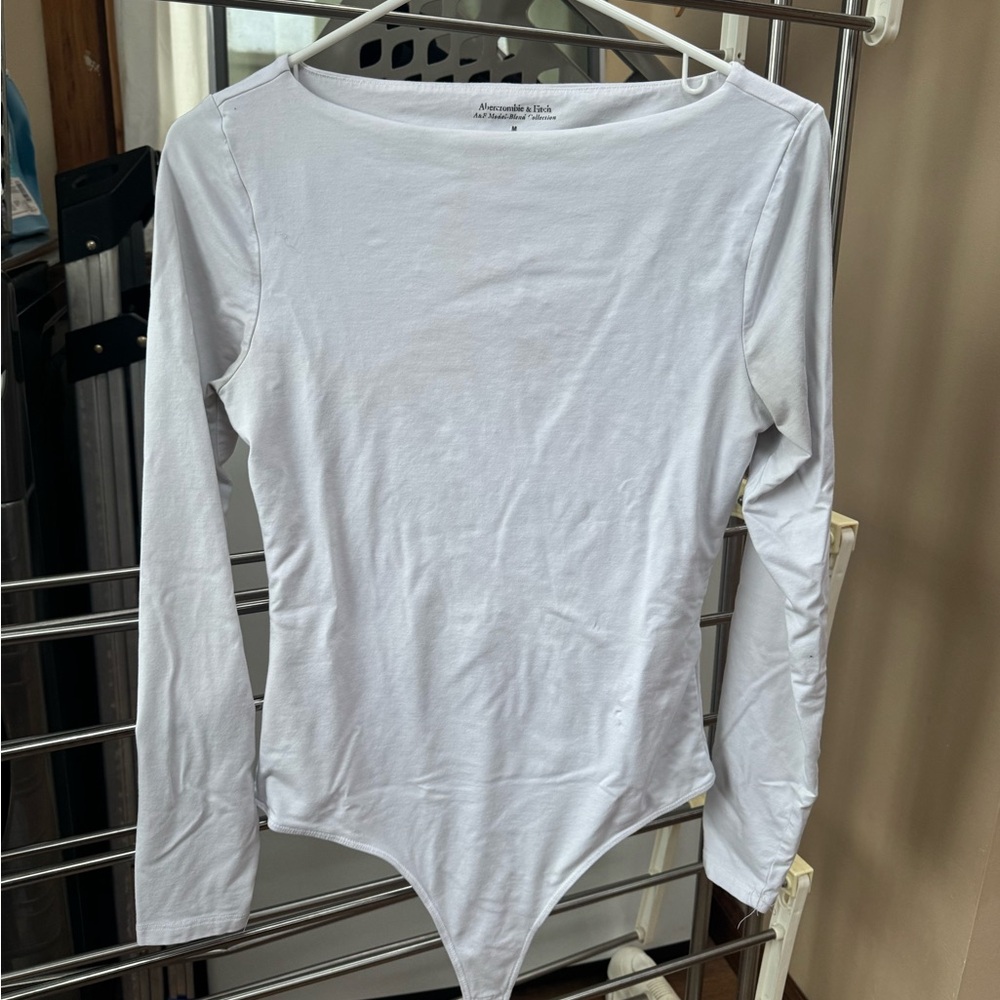 Abercrombie White Long Sleeve Bodysuit